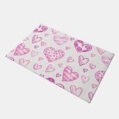 Cute Hand Drawn Pink Heart Valentijnsdag Pattern Deurmat (Schuin)