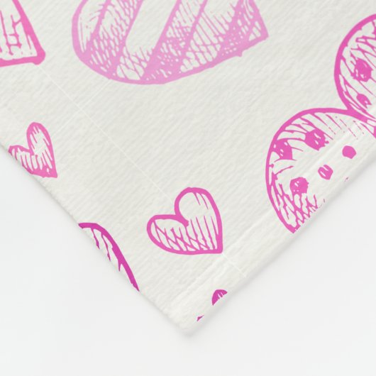 Cute Hand Drawn Pink Heart Valentijnsdag Pattern Fleece Deken (Hoek)