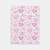 Cute Hand Drawn Pink Heart Valentijnsdag Pattern Fleece Deken (Voorkant)