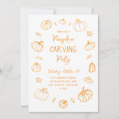 Cute Hand Drawn Pumpkin Carving Party Halloween Kaart (Voorkant)