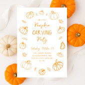 Cute Hand Drawn Pumpkin Carving Party Halloween Kaart