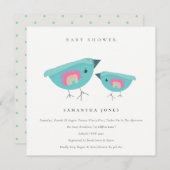 Cute Hand Drawn Rainbow Blue Birdy Baby shower Kaart (Voorkant / Achterkant)