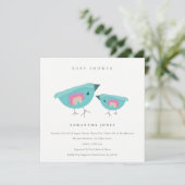 Cute Hand Drawn Rainbow Blue Birdy Baby shower Kaart (Staand voorkant)