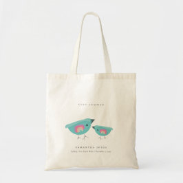 Cute Hand Drawn Rainbow Blue Birdy Baby shower Tote Bag