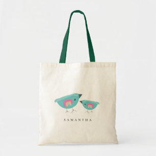 Cute Hand Drawn Rainbow Blue Birdy Moeder Baby Tote Bag