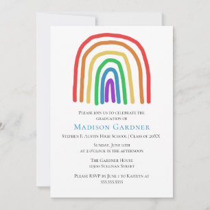 Cute Hand Drawn Rainbow High School Afstuderen Kaart