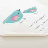 Cute Hand Drawn Rainbow lue Birdy Baby Birth Stat Sherpa Deken (3/4)
