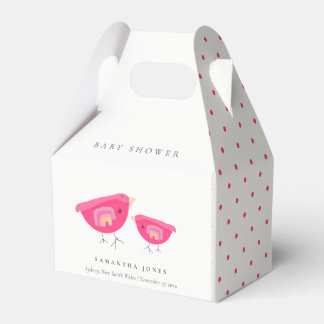 Cute Hand Drawn Rainbow Pink Birdy Baby shower Bedankdoosjes