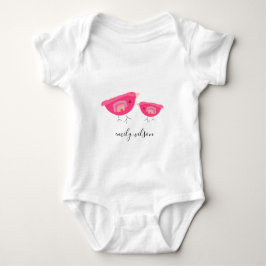 Cute Hand Drawn Rainbow Pink Birdy Moeder Baby Romper