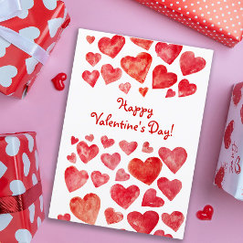 Cute Hand Drawn Red Hearts Happy Valentine Day Feestdagen Kaart