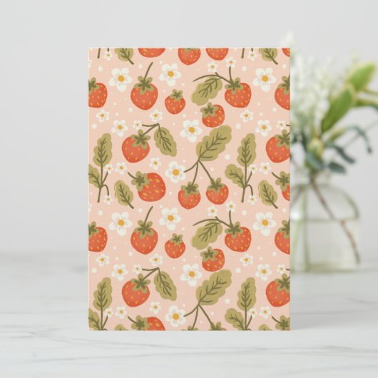Cute Hand-drawn Red Strawberry Seamless Pattern Kaart (Staand voorkant)