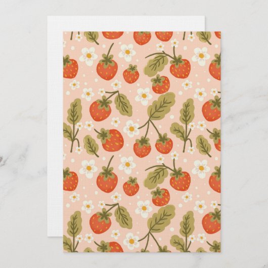 Cute Hand-drawn Red Strawberry Seamless Pattern Kaart (Voorkant / Achterkant)