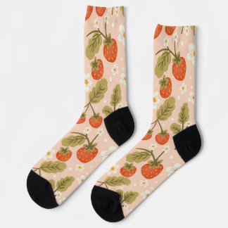 Cute Hand-drawn Red Strawberry Seamless Pattern Sokken