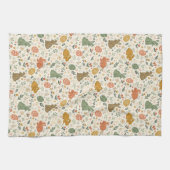 Cute Hand Drawn Spring Bunnies Kitchen Towel Theedoek (Horizontaal)