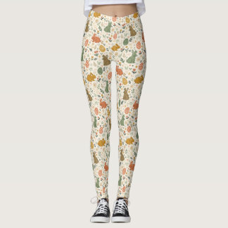 Cute Hand Drawn Spring Bunnies Leggings