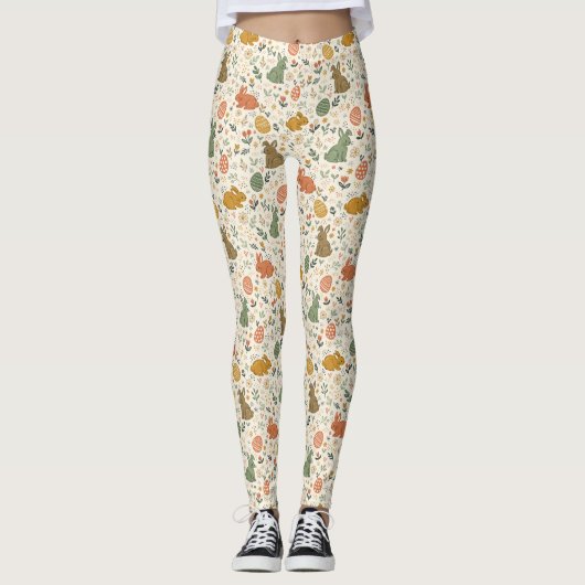 Cute Hand Drawn Spring Bunnies Leggings (Voorkant)