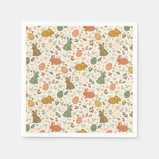 Cute Hand Drawn Spring Bunnies Napkins Servet (Voorkant)