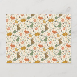 Cute Hand Drawn Spring Bunnies Postcard Feestdagenkaart
