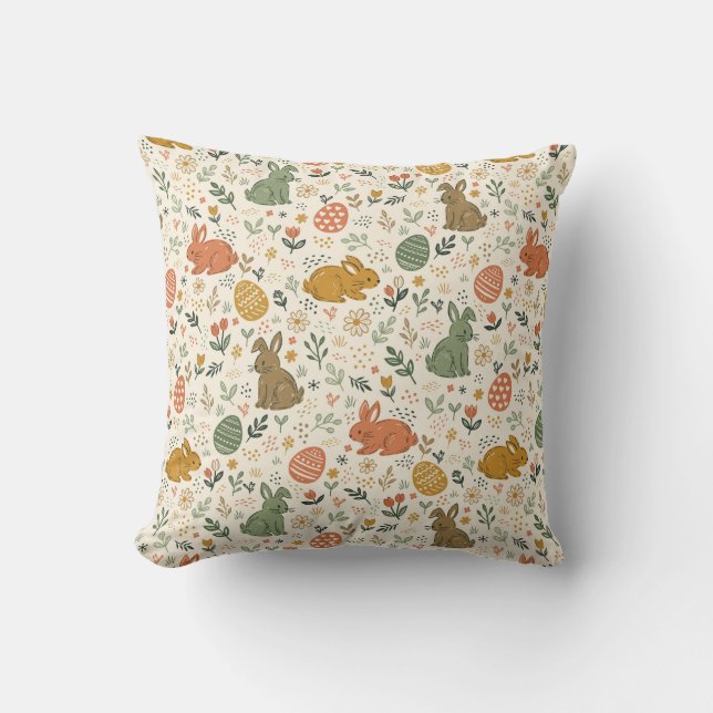 Cute Hand Drawn Spring Bunnies Throw Pillow Kussen (Voorkant)