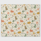 Cute Hand Drawn Spring Bunnies Wrapping Paper Roll Cadeaupapier (Vlak)