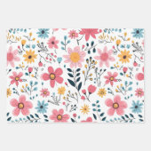 Cute Hand Drawn Spring Florals Inpakpapier Vel (Voorkant)