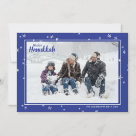 Cute Hand Drawn Stars Happy Hanukkah Family Holida Feestdagenkaart
