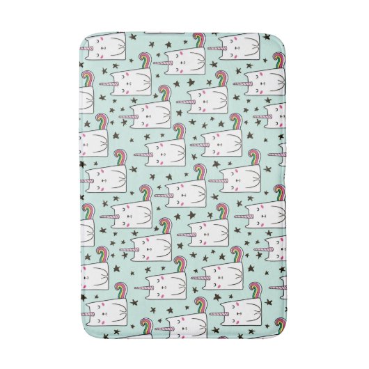 Cute Hand Drawn Unicorn Cat Pattern Badmat (Voorkant Verticaal)