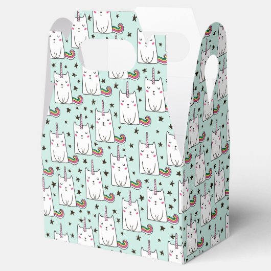 Cute Hand Drawn Unicorn Cat Pattern Bedankdoosjes (Geopend)