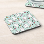 Cute Hand Drawn Unicorn Cat Pattern Bier Onderzetter (Linkerzijde)