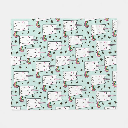 Cute Hand Drawn Unicorn Cat Pattern Fleece Deken (Voorkant (Horizontaal))