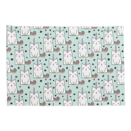 Cute Hand Drawn Unicorn Cat Pattern Kussensloop (Achterkant-Rechts)