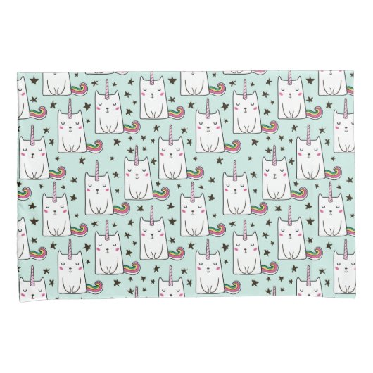 Cute Hand Drawn Unicorn Cat Pattern Kussensloop (Voorkant-Rechts)