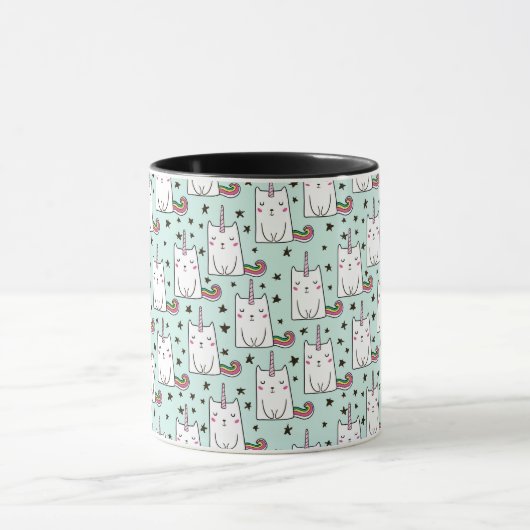 Cute Hand Drawn Unicorn Cat Pattern Mok (Midden)