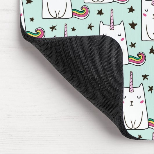 Cute Hand Drawn Unicorn Cat Pattern Muismat (Hoek)