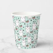 Cute Hand Drawn Unicorn Cat Pattern Papieren Bekers (Voorkant)