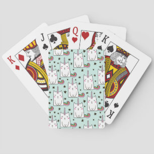 Cute Hand Drawn Unicorn Cat Pattern Pokerkaarten