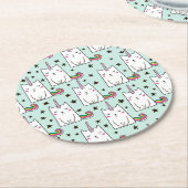 Cute Hand Drawn Unicorn Cat Pattern Ronde Kartonnen Onderzetter (Gebogen)