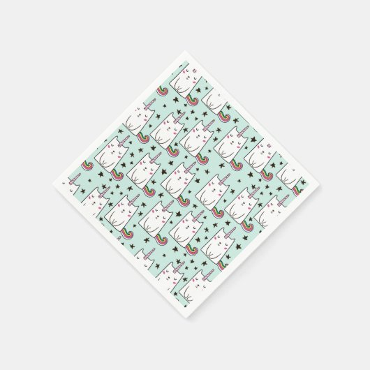 Cute Hand Drawn Unicorn Cat Pattern Servet (Hoek)