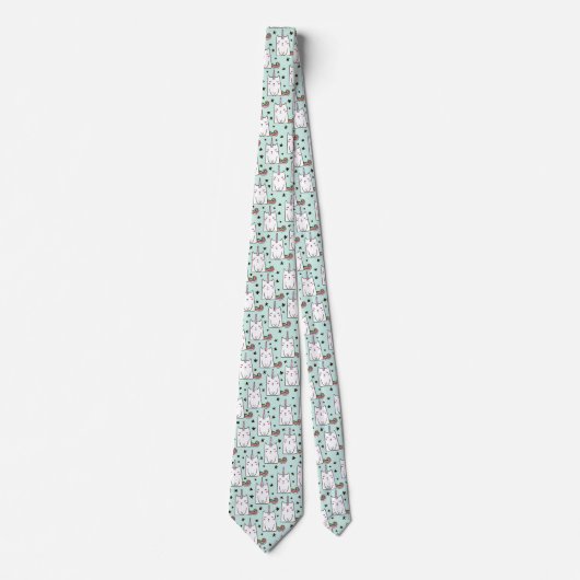 Cute Hand Drawn Unicorn Cat Pattern Stropdas (Voorkant)