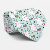 Cute Hand Drawn Unicorn Cat Pattern Stropdas (Opgerold)
