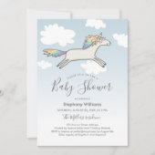 Cute Hand Drawn Unicorn Rainbow Baby shower Invite Kaart (Voorkant)