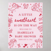 Cute Hand Drawn Valentine Baby Shower Welcome Sign Poster (Voorkant)