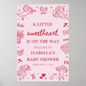 Cute Hand Drawn Valentine Baby Shower Welcome Sign Poster (Voorkant)