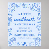 Cute Hand Drawn Valentine Baby Shower Welcome Sign Poster (Voorkant)
