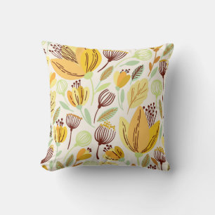 Cute Hand Drawn Yellow Floral Pattern Kussen