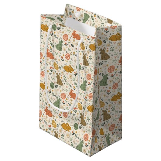 Cute Hand Getekende Lente Konijnen Cadeautas (Voorkant Gekanteld)