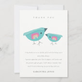 Cute Hand Getekende Regenboog Blauwe Vogeltje Baby Bedankkaart (Voorkant)