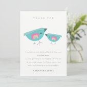 Cute Hand Getekende Regenboog Blauwe Vogeltje Baby Bedankkaart (Staand voorkant)