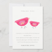 Cute Hand Getekende Regenboog Roze Vogeltje Baby S Bedankkaart (Voorkant)