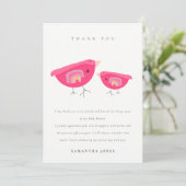Cute Hand Getekende Regenboog Roze Vogeltje Baby S Bedankkaart (Staand voorkant)
